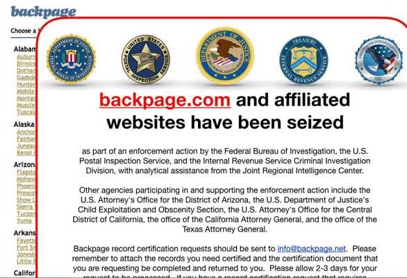 Screenshot van Backpage.com