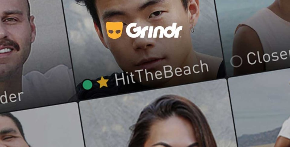 Schermshot van de homepage van Grindr